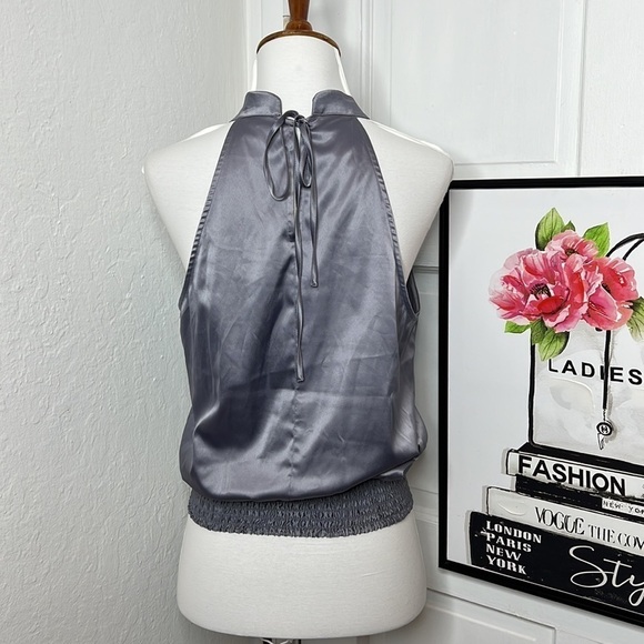 Universal Standard Glossy Halter Top in Gray Satin Size 3XS/2-4 - Picture 5 of 10